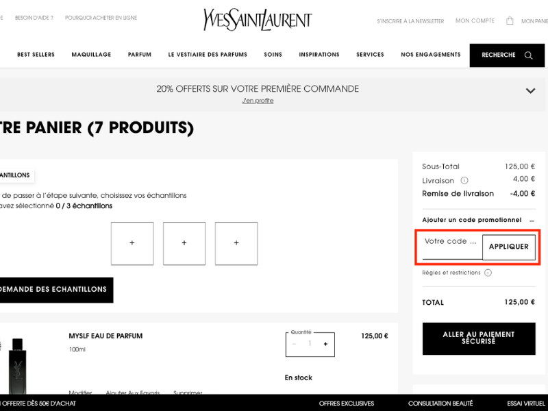 Yves Saint Laurent Beauty code promo